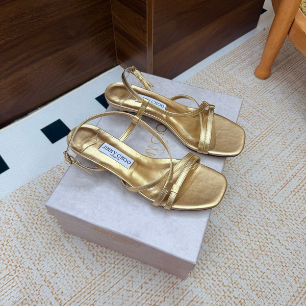 JC 26s Cleo Mule 45 Sandals 4cm Gold Metallic Leather 974194