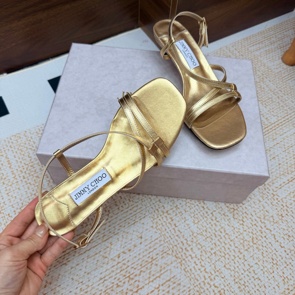 JC 26s Cleo Mule 45 Sandals 4cm Gold Metallic Leather 974194