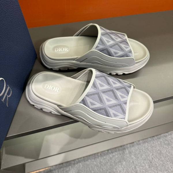 CD H-TOWN SANDAL LIGHT GRAY AND WHITE CALFSKIN