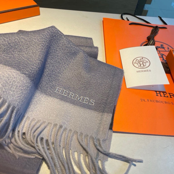 Scarf 180 CM In Grey Blue Mix Grey White Cashmere 398201