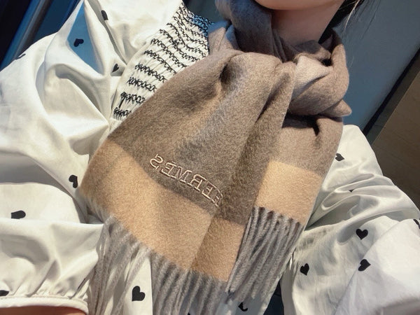 Scarf 180 CM In Brown Mix Beige Cashmere 398203