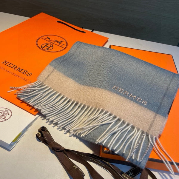 Scarf 180 CM In Grey Blue Mix Beige Cashmere 398204