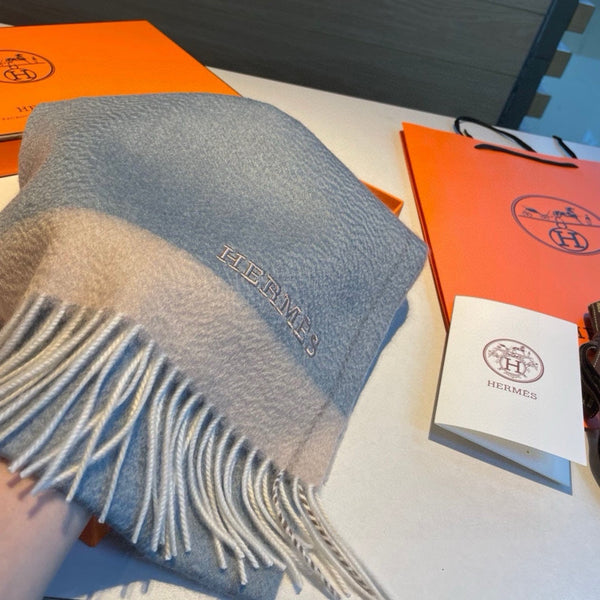 Scarf 180 CM In Grey Blue Mix Beige Cashmere 398204