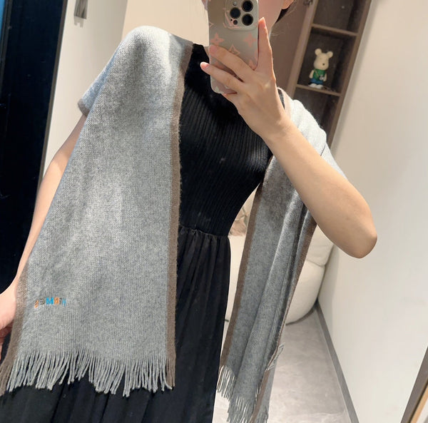 Scarf 180 CM Grey White Mix Brown Cashmere Knit 398249