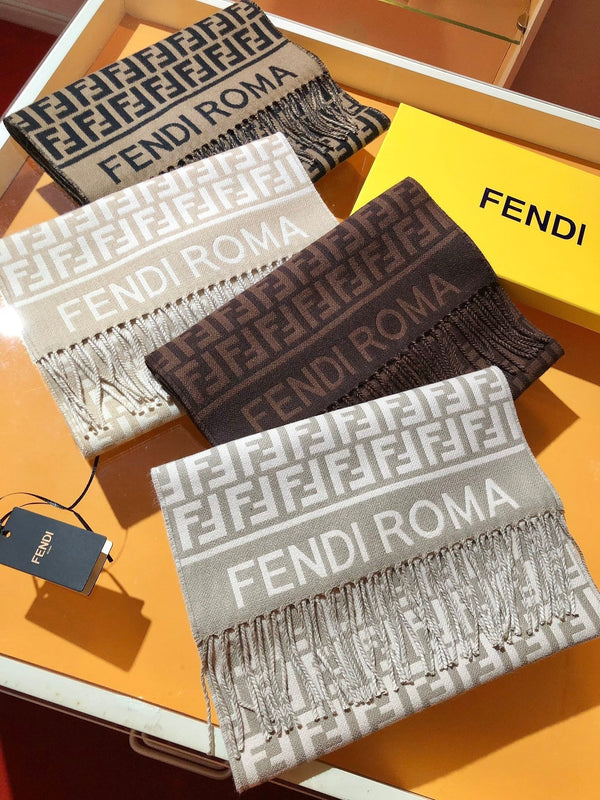 FF 200CM Scarf Dark Brown Wool Cashmere 103252