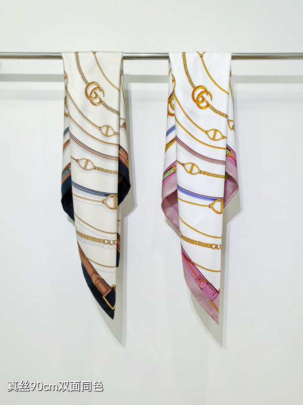 GG Belt Print Cashmere Ivory Black Silk 145790