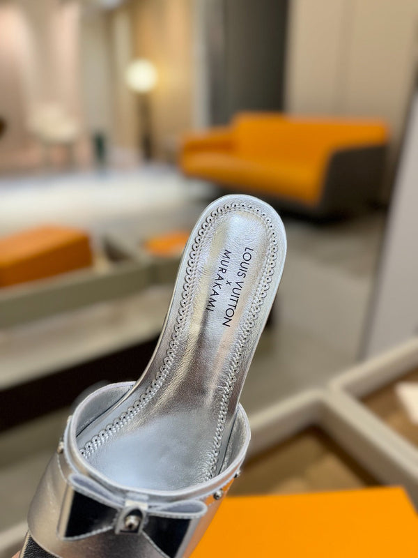LV x TM 6AM Flat Mule Silver Metallic Sheepskin 241221