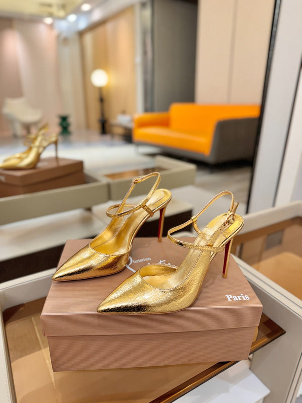 CL Jenlove Slingback 10.5cm Gold Leather 635810