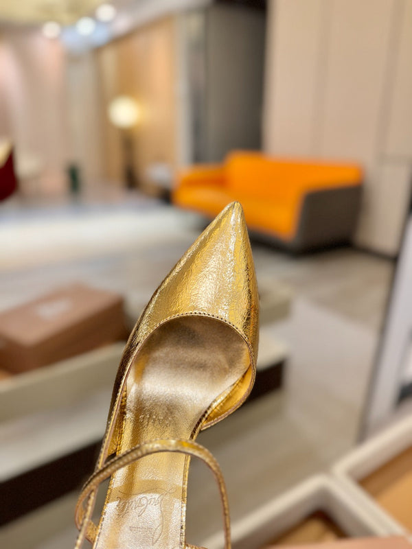 CL Jenlove Slingback 10.5cm Gold Leather 635810