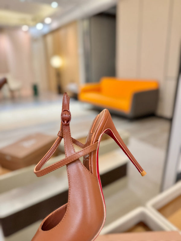 CL Jenlove Slingback 10.5cm Brown Leather 635812
