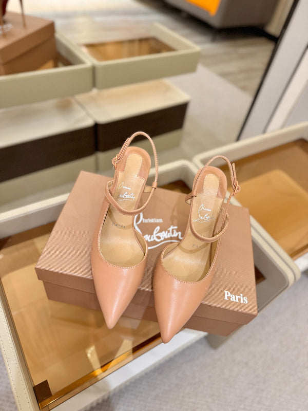 CL Jenlove Slingback 10.5cm Beige Leather 635813