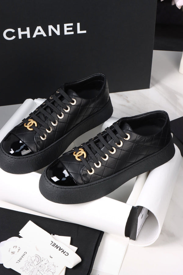 CC Trainer Sneaker Quilted Black Patent Calfskin 964813