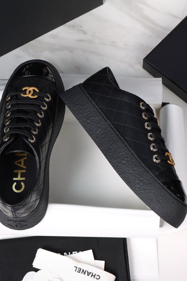 CC Trainer Sneaker Quilted Black Patent Calfskin 964813
