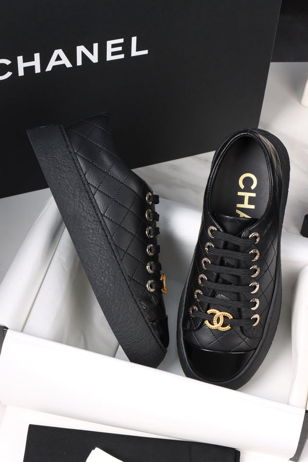 CC Trainer Sneaker Quilted Black Patent Calfskin 964813
