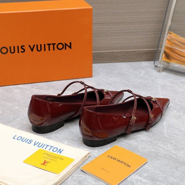 LV 6AM Flat Ballerina Burgundy Patent Leather 601540