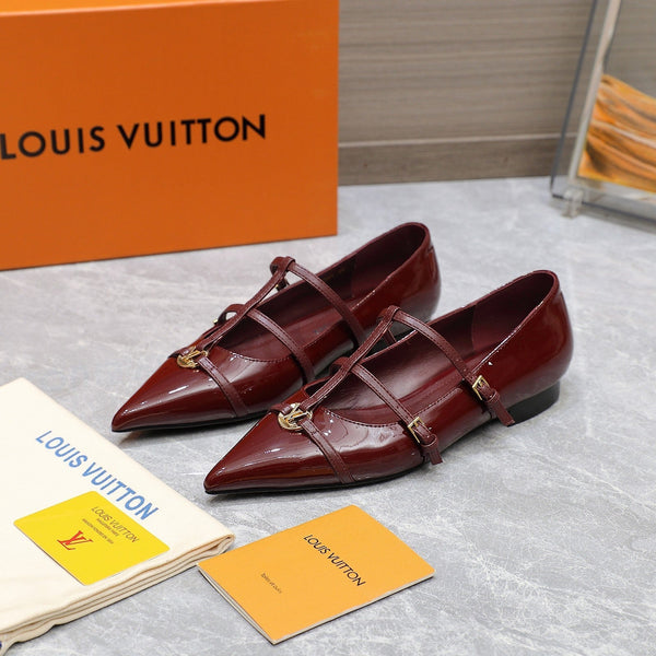 LV 6AM Flat Ballerina Burgundy Patent Leather 601540