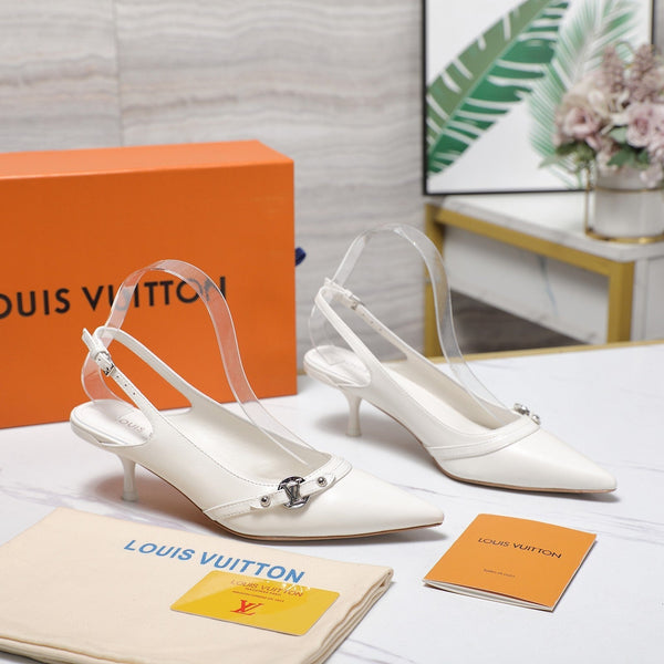 LV 6AM Slingback Pump 5cm White Sheepskin 601542