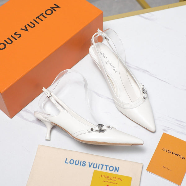 LV 6AM Slingback Pump 5cm White Sheepskin 601542