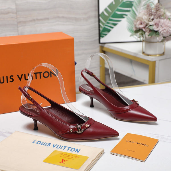 LV 6AM Slingback Pump 5cm Burgundy Sheepskin 601543
