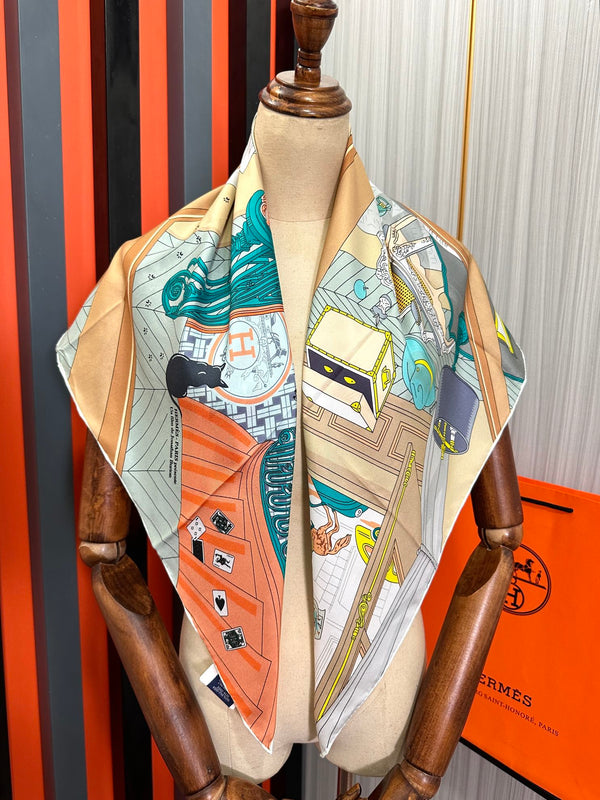 Mystere Au 24 Scarf 90 CM In Colorful Silk 293140