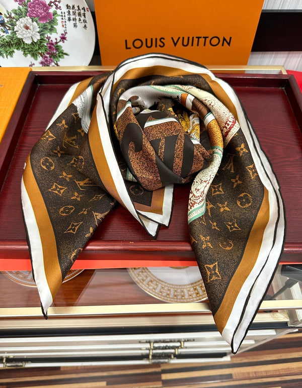 SQUARE SILK SCARF MALLES MERVEILLEUSES 90 CM BROWN 399995