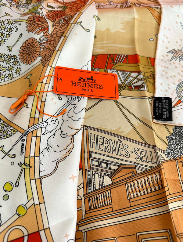 Square Scarf 90 CM White Colorful Silk