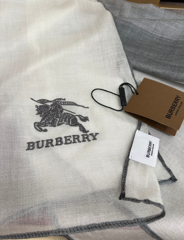 BBR Double-Sided Scarf 200CM Gray White Cashmere 292975