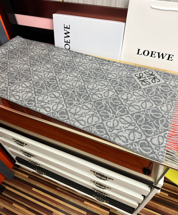 Loewe Anagram Scarf 180CM Grey Cashmere 153106