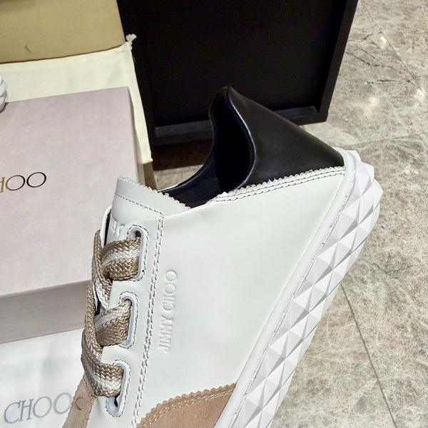 Jimmy Diamond Light Flex Sneaker White Taupe Suede Leather 715047