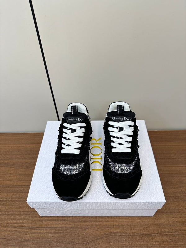 C'est Dior Sneaker In Black Suede And Tweed Fabric 989935