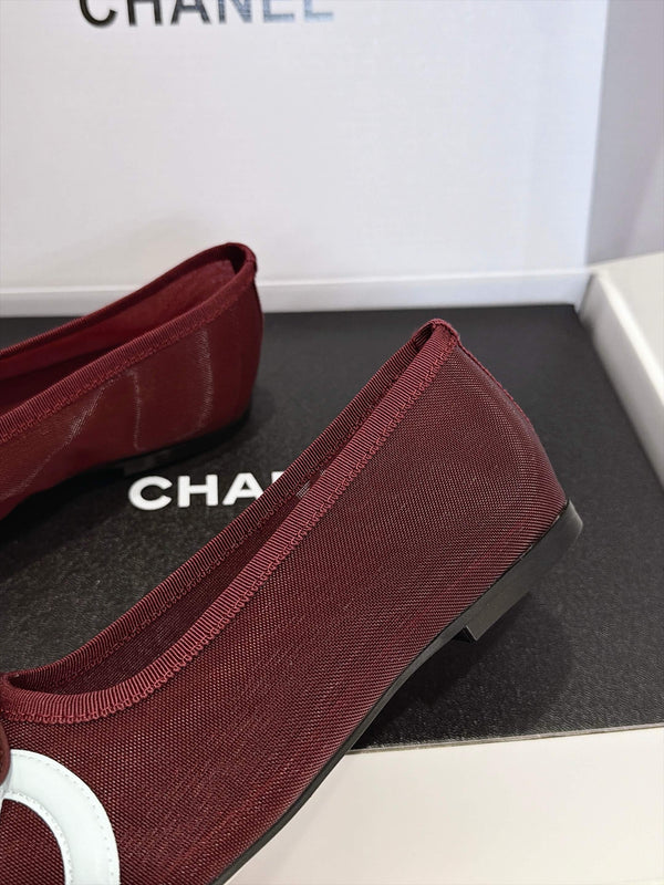 CC 26s Coco Beach Ballet Flats Burgundy Mesh 937753