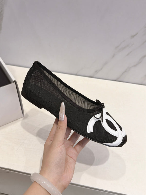 CC 26s Coco Beach Ballet Flats Black Mesh 937754