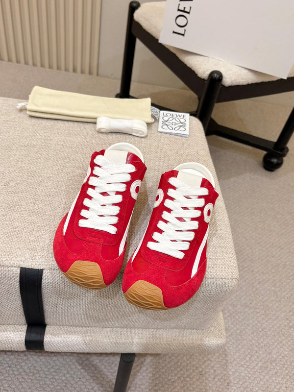 Loe Ballet Runner Slip-On Red Suede Nylon 833799