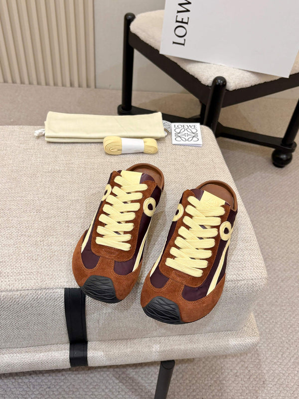 Loe Ballet Runner Slip-On Coffee Suede Nylon 833801