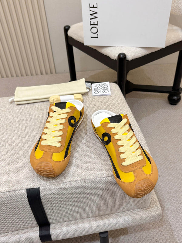 Loe Ballet Runner Slip-On Brown Yellow Suede Nylon 833802