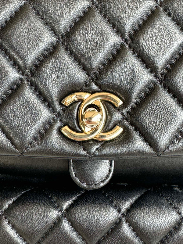 duma backpack 22cm black lambskin light gold hardware