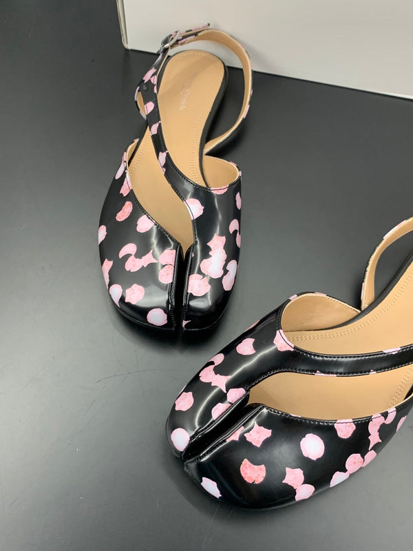 MM Tabi Slingback Flats Black Pink Cowhide 895244