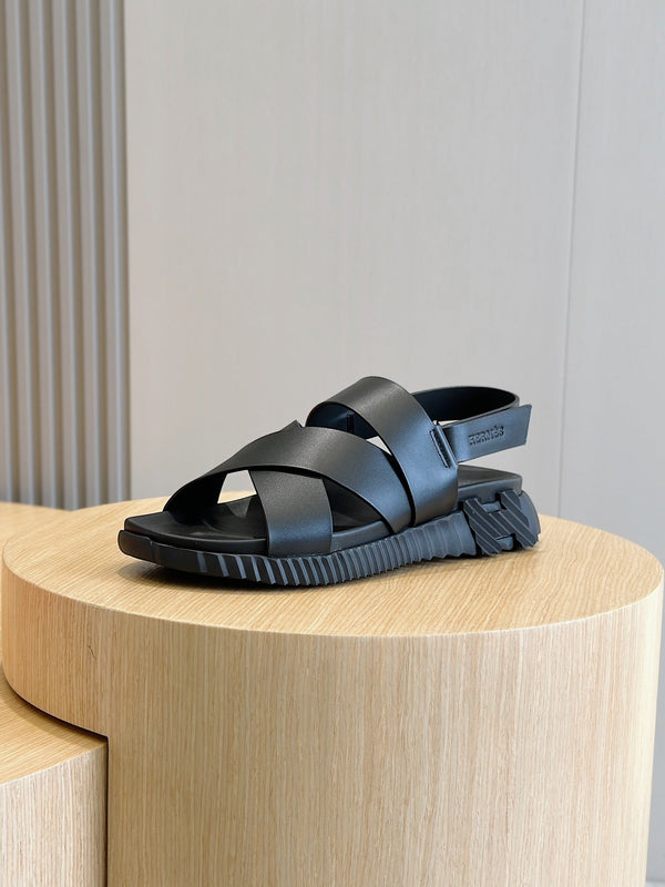 HM Men's Electric Sandals Black Calfskin 547685