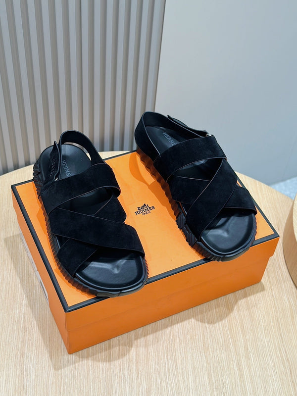 HM ELECTRIC SANDAL BLACK SUEDE AND CALFSKIN