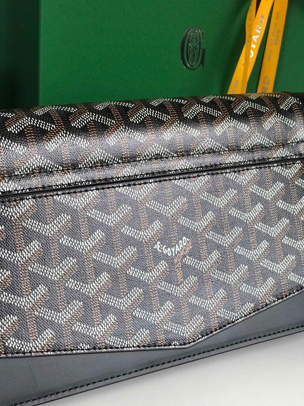 DUCHESSE MARIE-CAROLINE BAG 25 IN BLACK GOYARDINE CANVAS AND SMOOTH CALFSKIN
