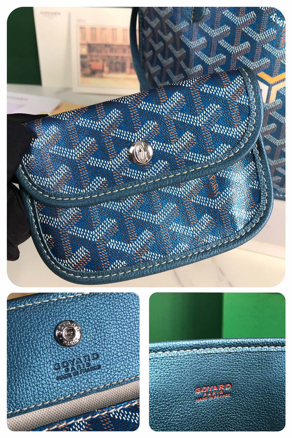 ANJOU MINI BAG 20 IN NAVY BLUE CALFSKIN AND GOYARDINE CANVAS