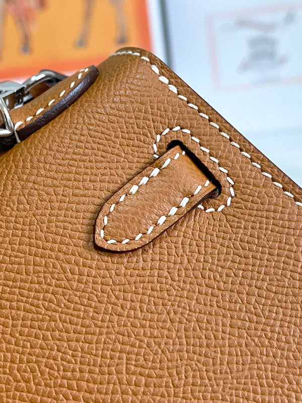 HM Mini Kelly 19cm Gold Epsom Silver Hardware