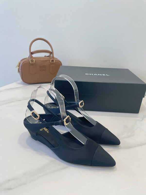 CC 26s T-Strap Slingbacks Black Satin 941621