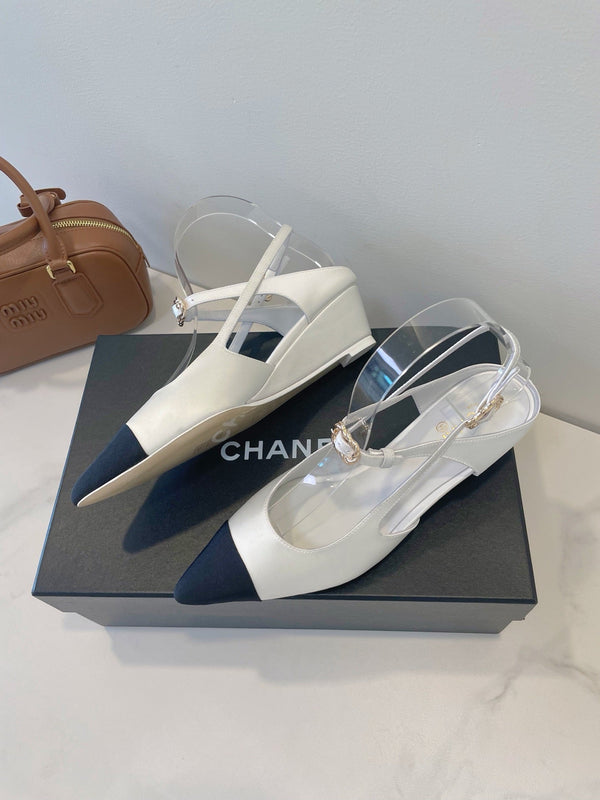 CC 26s T-Strap Slingbacks Black White Satin 941623