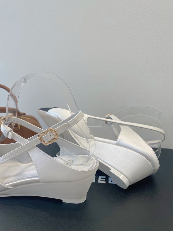 CC 26s T-Strap Slingbacks Black White Satin 941623