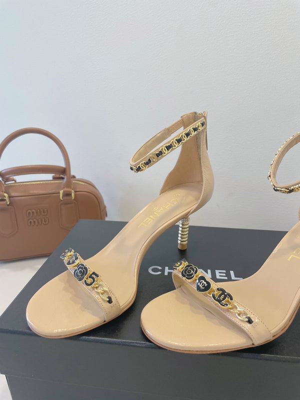 CC 26s High-Heeled Sandals 6.5cm Beige Lambskin 941626