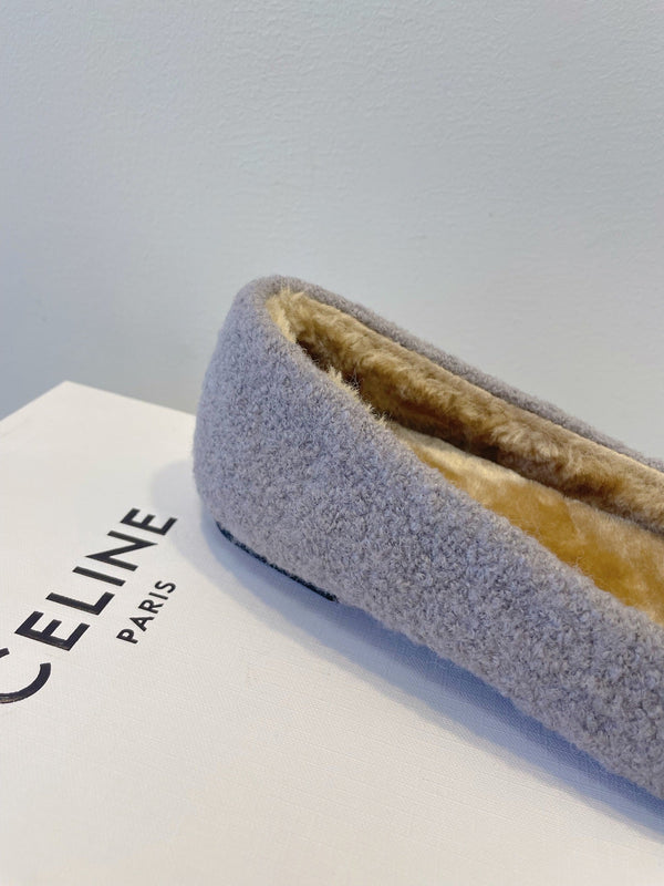 CL 26s Flat Shoes In Grey And Black Wool