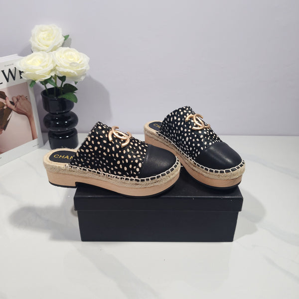 CC 26s Half-Length Slippers Black Horsehair 104253
