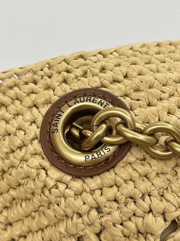 YSL Jamie Lucky Bag Beige Brown Raffia 339402