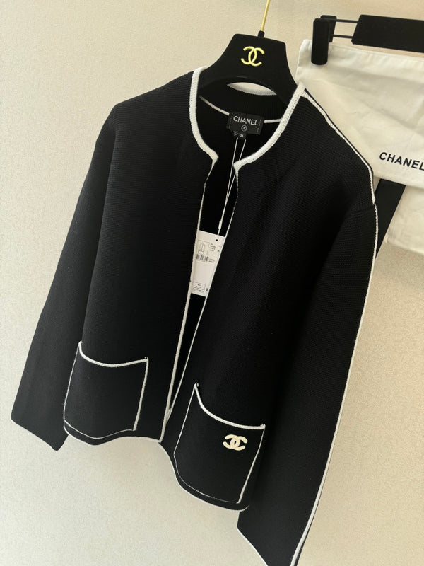 CC 26s Neck Cardigan Black Cotton